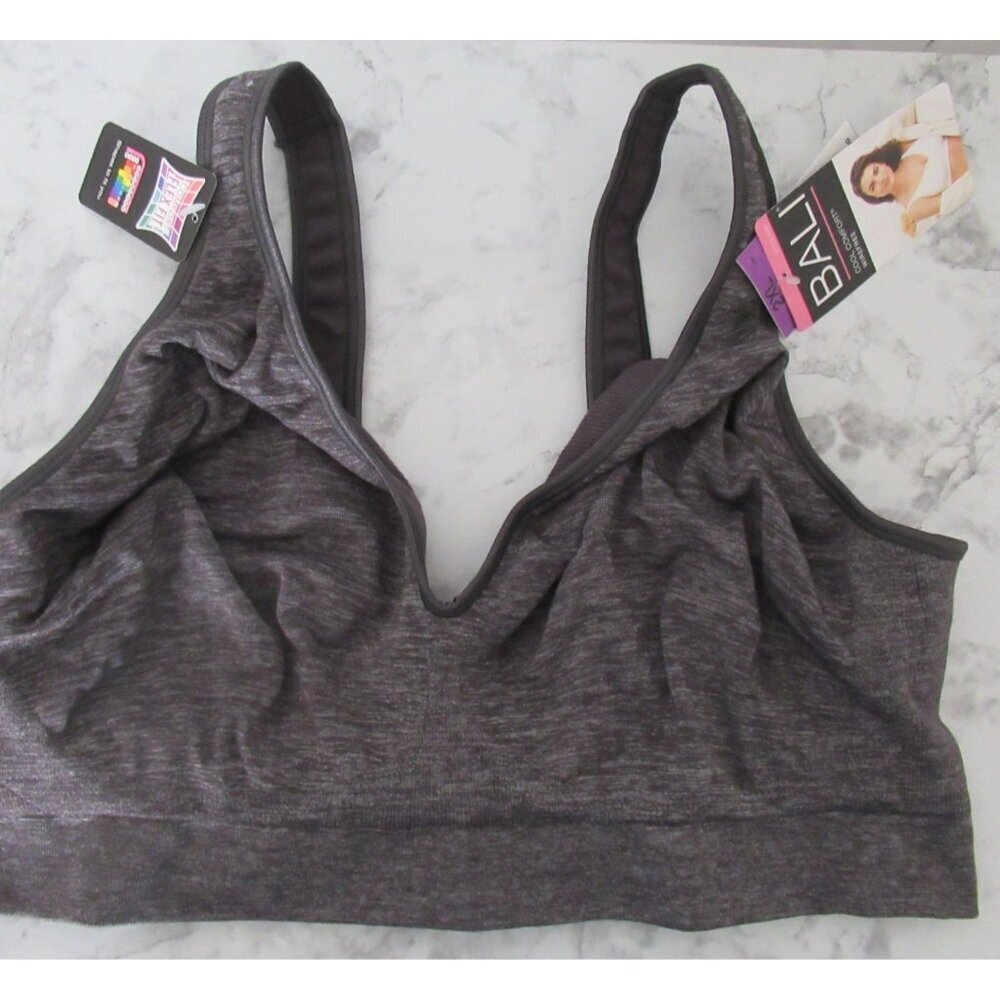 New Bali Bralette Bra‎ 2XL Gray Cool Comfort Wireless Wire Free